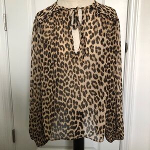 H&M Animal Print Blouse with Tie